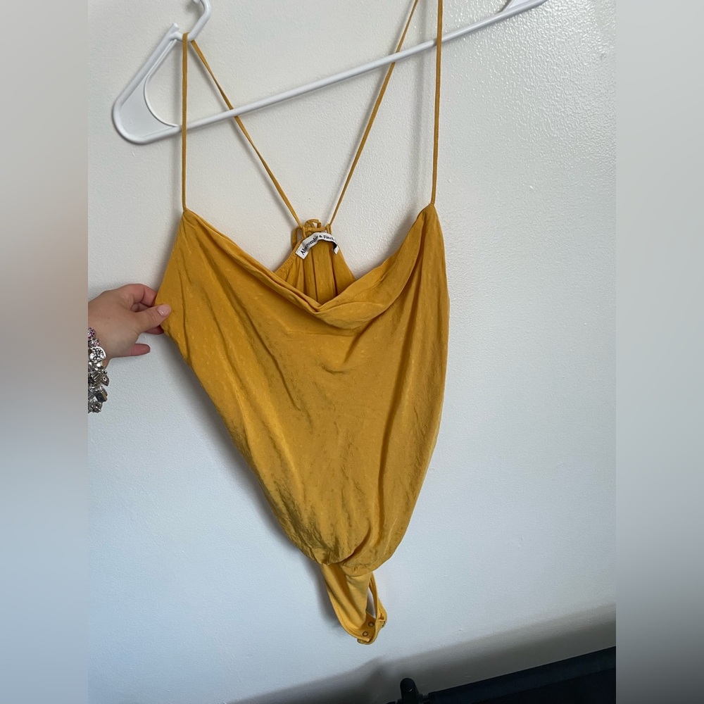 yellow abercrombie body suit
